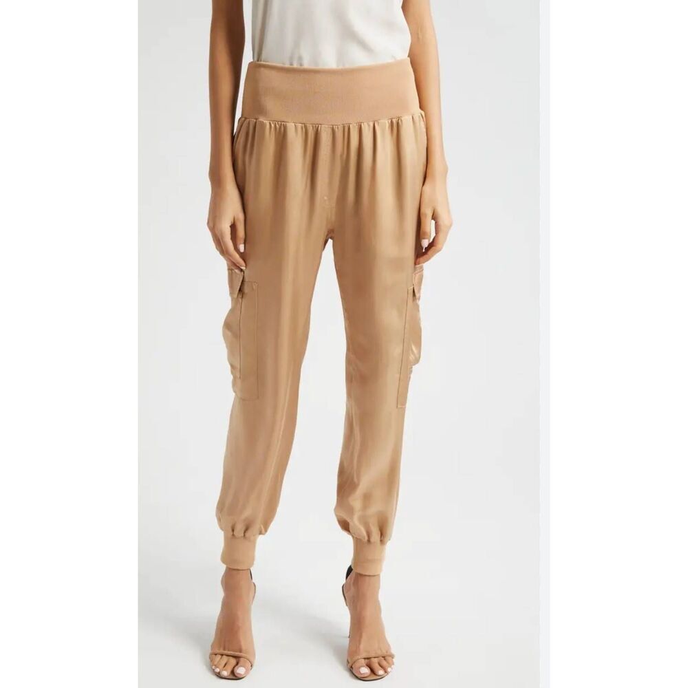 Cinq a Sept‎ Joggers Pants Womens Large Satin Cargo 5 a 7 Luxury